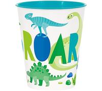 Unique 75807 Lot de 4 gobelets réutilisables en plastique Motif dinosaure Bleu/vert 295 ml