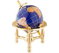 Unique Art 15,2 cm par Bleu Lapis Océan Pierre précieuse de Dessus de Table Mini Globe terrestre avec de l'or trépied