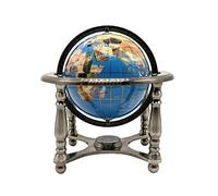 Unique Art 25,4 cm de Hauteur Turquoise Océan Globe Gemstone Monde avec 4 Leg Argent Stand