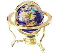 Unique Art 25,4 cm par 15,2 cm Bleu Lapis Océan Table Top Gemstone Mondiale Globe avec de l'or trépied