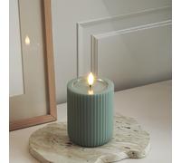 Unique LED Bougie rainurée D 8 x 10 cm Vert sauge Salvie Grøn