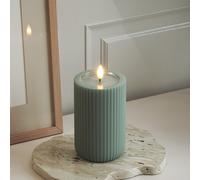 Unique LED Bougie rainurée D 8 x 12,5 cm Vert sauge Salvie Grøn