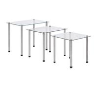 UNIQUE*NEW Lot de 3 Tables Basse Gigognes Tables d'Appoint Transparent Verre trempé - 15737
