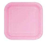 Unique Party - 30880 - Paquet de 16 Assiettes Carrées en Carton - 18 cm - Rose Pastel