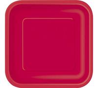 Unique Party - 31502 - Paquet de 16 Assiettes Carrées en Carton - 18 cm - Rouge