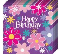 Unique Party 40272 - Serviettes en Papier - 16,5 cm - Fête à thème Anniversaire Fleur - Paquet de 16