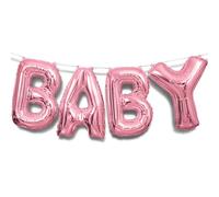 Unique Party 53684 - Kit de Bannière de Ballon Lettre "Baby" - Couleur Rose Métallique