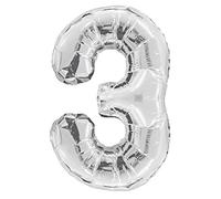 Unique Party - 55753 - Ballon Géant - Numéro 3 - 86 cm - Argent