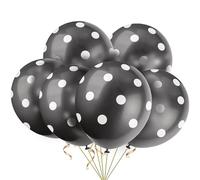 Unique Party 57590 - Ballons en Latex à Pois Noir de 30 cm, Paquet de 6