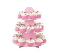 Unique Party 90307 - Présentoir à Cupcakes de Baby Shower à Pois Rose
