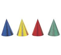 Unique Party 9302 - Chapeaux de Fête à Holographique aux Couleurs Assorties, Paquet de 8