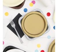 Unique Party- Assiettes en Carton Écologiques-18 cm-Couleur Or-Paquet de 8, 3324EU, Gold