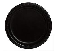 Unique Party- Assiettes en Carton Écologiques-23 cm-Couleur Noire-Paquet de 16, 32080EU, Black