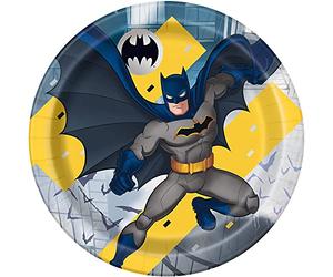 Unique Party Assiettes en Carton Écologiques-23 cm-Fête à thème Batman-Paquet de 8, 77515EU, Multicolour