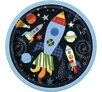 Unique Party- Assiettes en Carton Écologiques-23 cm-Fête à thème de l'espace-Paquet de 8, 73265EU, Multicolour