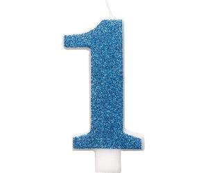 Unique Party - Bougie scintillante, 1er anniversaire - Cire SG37312 (Taille unique) (Bleu)