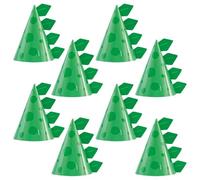 Unique Party Chapeaux Fête des Dinosaure Bleus et Verts-Paquet de 8, 73890, Multicolour, 15 cm x 10 cm