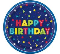 Unique Party - Party-Teller "Peppy Theme", Happy Birthday 8er-Pack - Papier pour tableau blanc SG23206 (22,86 cm) (Blau)