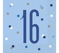 Unique Party- Serviettes de Table en Papier, 83554, Bleu/argenté