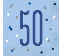 Unique Party- Serviettes de Table en Papier, 83559, Bleu/argenté