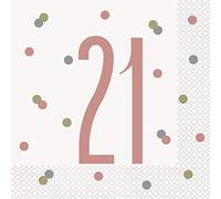 Unique Party- Serviettes de Table en Papier, 84881, Rose Gold