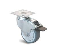 Uniroll 66522 Roulette pivotante 50 mm caoutchouc avec platine et frein