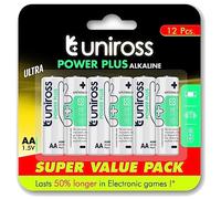 Uniross Pack de 12 Piles Alcalines AA-LR6 Power Plus 1,5V