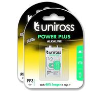 Uniross Piles alcalines 6LR61 Power Plus 9V Pack de 4
