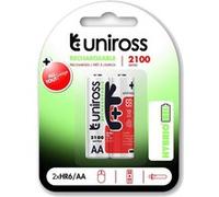UNIROSS Pack de 2 Piles Rechargeable AA/HR6 2100 NIMH HYBRIO, 1.2V G