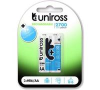 UNIROSS Pack de 2 Piles Rechargeable AA/HR6 2700 NIMH HYBRIO, 1.2V G