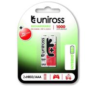 UNIROSS Pack de 2 Piles Rechargeable AAA/HR03 1100 NIMH HYBRIO, 1.2V
