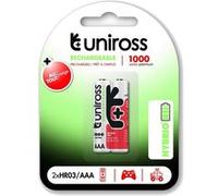 UNIROSS Pack de 2 Piles Rechargeable AAA/HR03 1100 NIMH HYBRIO, 1.2V G