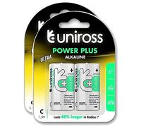 UNIROSS Pack de 2 x 2 Piles Alcalines C-LR14 Power Plus 1,5V