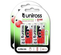 Uniross Pack de 2 x 4 Piles Rechargeables AA/HR6 2500 NIMH HYBRIO, 1.2V
