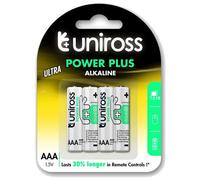 UNIROSS Pack de 4 Piles Alcalines AAA-LR03 Power Plus 1,5V