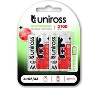 UNIROSS Pack de 4 Piles Rechargeable AA/HR6 2100 NIMH HYBRIO, 1.2V G