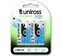 UNIROSS Pack de 4 Piles Rechargeable AA/HR6 2700 NIMH HYBRIO, 1.2V G