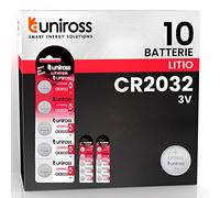 Uniross Pile batterie bouton CR2032 lithium 3 V au lithium longue durée de conservation, charge jusqu'à 5 ans, sans mercure et cadmium - 2 ampoules de 5 piles