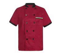 Unisexe Restaurant Chef Uniforme Chemise Manches Courtes Chef Veste Vêtements de Travail Manche Courte