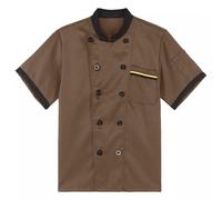 Unisexe Restaurant Chef Uniforme Chemise Manches Courtes Chef Veste Vêtements de Travail Manche Courte