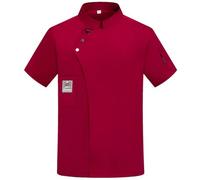 Unisexe Restaurant Chef Uniforme Chemise Manches Courtes Chef Veste Vêtements de Travail Manche Courte