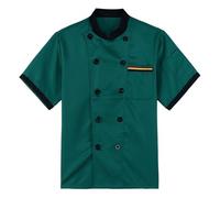 Unisexe Restaurant Chef Uniforme Chemise Manches Courtes Chef Veste Vêtements de Travail Manche Courte