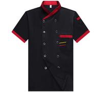 Unisexe Restaurant Chef Uniforme Chemise Manches Courtes Chef Veste Vêtements de Travail Manche Courte