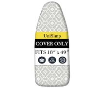 UniSimp® Housse de Planche à Repasser et Tapis jusqu'à 125 x 45 cm, Extra Large, 100% Coton Naturel résistant à la Chaleur, Rembourrage Extra épais, Poche nasale, sans Produits Chimiques, Lavable en