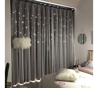 Unistar Lot de 2 Rideaux occultants à Double Couche avec découpes en Forme d'étoiles pour Chambre à Coucher, Chambre de Fille, Enfant, décoration Murale, 132 x 160 cm (l x L), Gris