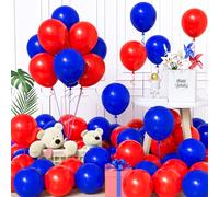 Unisun Ballon Bleu et Rouge - 60 Pièces 12Pouces PSG Fête Ballon - pour Super héros Thème Anniversaire Fête Nationale Indépendance Carnaval Fête Baseball Football Équipe Décoration