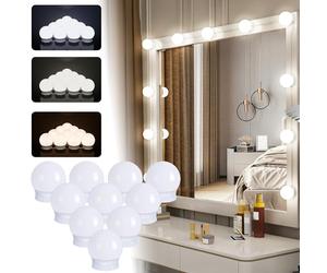 Unisun Miroir Coiffeuse LED, Kit de Lumière de Miroir avec Câble USB | 10 Ampoules, 3 Modes Couleurs et 10 Intensités, Câble Cachés, Boule LED Adhesif,Lumière Miroirr USB pour Coiffeuse Maquillage