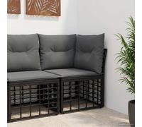 Canapé d'angle d'extérieur modulaire vidaXL, noir, en polyrotin