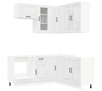 Unité de cuisine KALMAR 8 pcs Blanc brillant Bois d'ingénierie