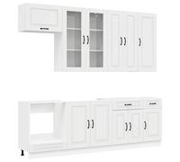 Unité de cuisine KALMAR 8 pcs Blanc brillant Bois d'ingénierie